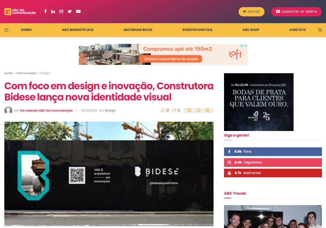 ABC da Comunicação - "Com foco em design e inovação, Construtora Bidese lança nova identidade visual"
