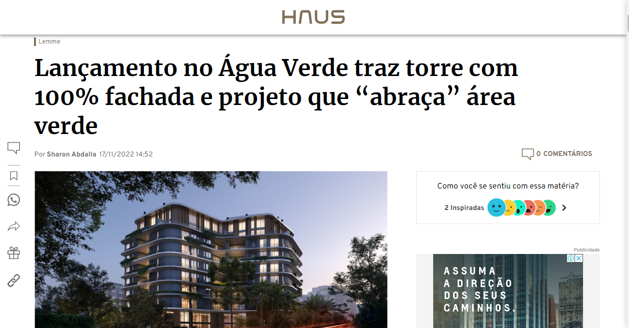 Haus: Lançamento no Água Verde traz torre com 100% fachada e projeto que "abraça" área verde