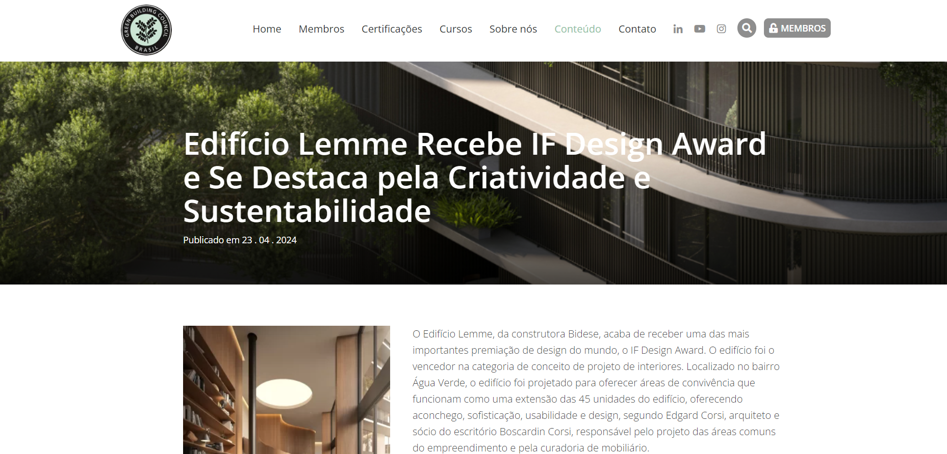 Gbc Brasil: Edifício Lemme Recebe IF Design Award e Se Destaca pela Criatividade e Sustentabilidade